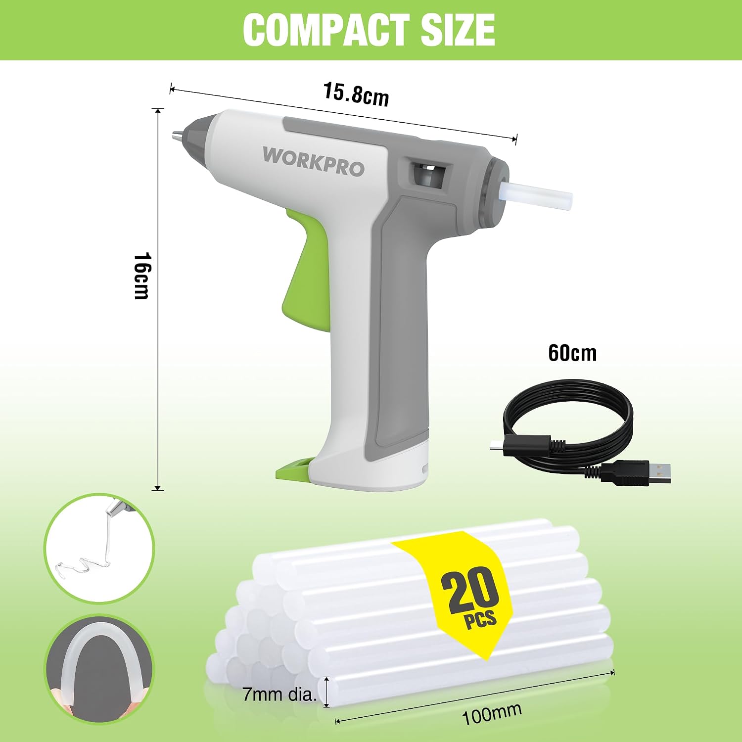 Detalle de WORKPRO Cordless Glue Gun 3.6 V