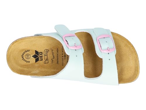 Detalle de Lico Unisex Kinder Bioline Kids 2-Schnallen Pantoletten, Türkis/Rosa, 39 EU