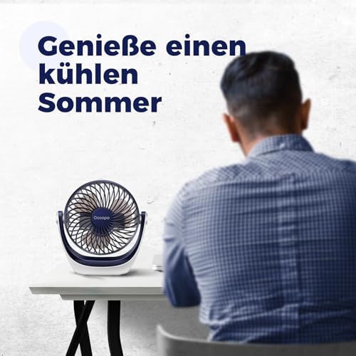 Thumbnail 6 de OCOOPA USB Ventilator – kompakter Tischventilator mit starkem Wind, 3 Geschwindigkeiten und 360° Kopf