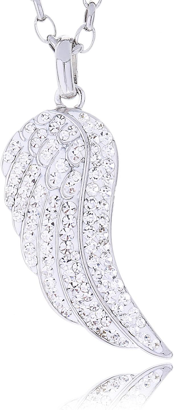 Detalle de Morella Collana Donna con Ali di Angelo e zirconi in acciaio inox – 70 cm + estensione