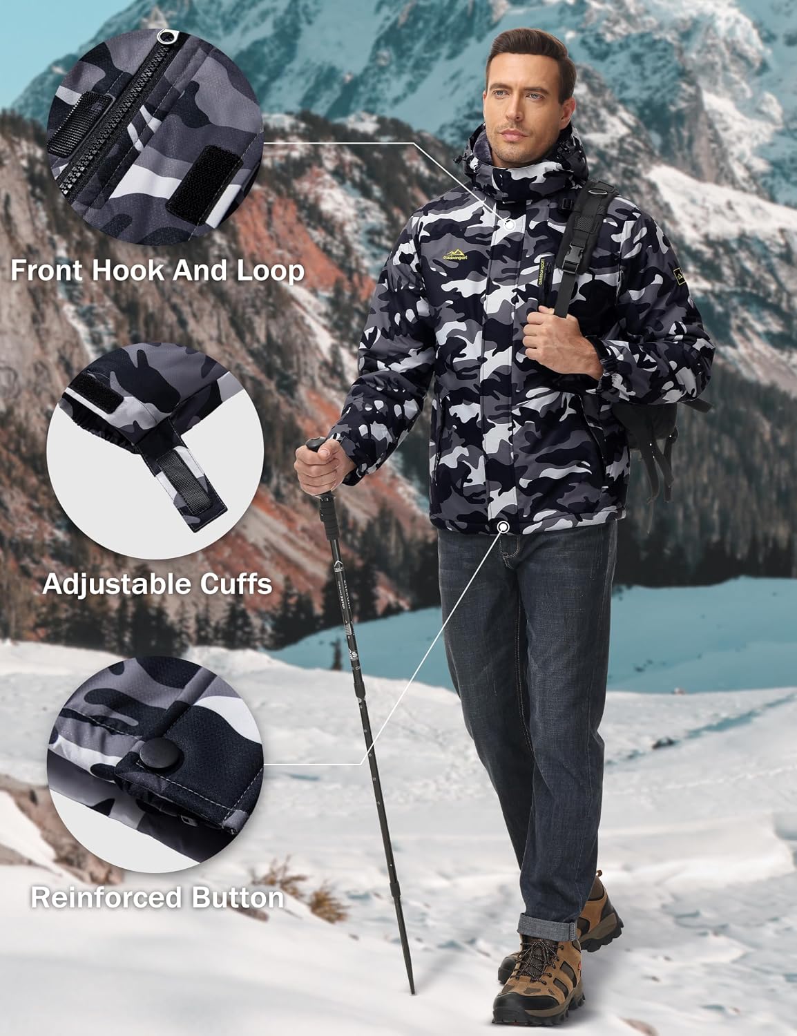 Detalle 1 de MAGCOMSEN MCS816-97 Men's Water-Resistant Fleece-Lined Winter Jacket