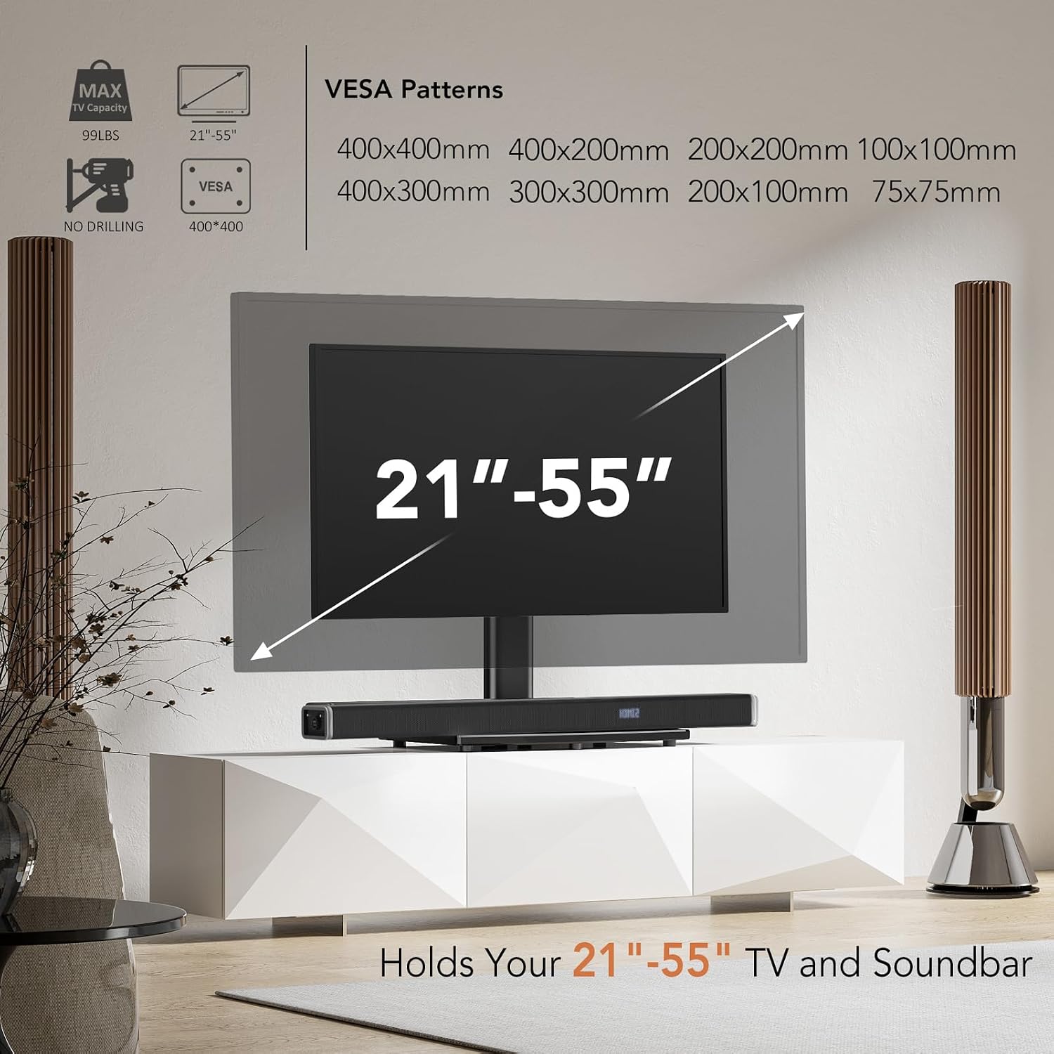 Detalle 2 de Universal Swivel TV Stand HT02B-002