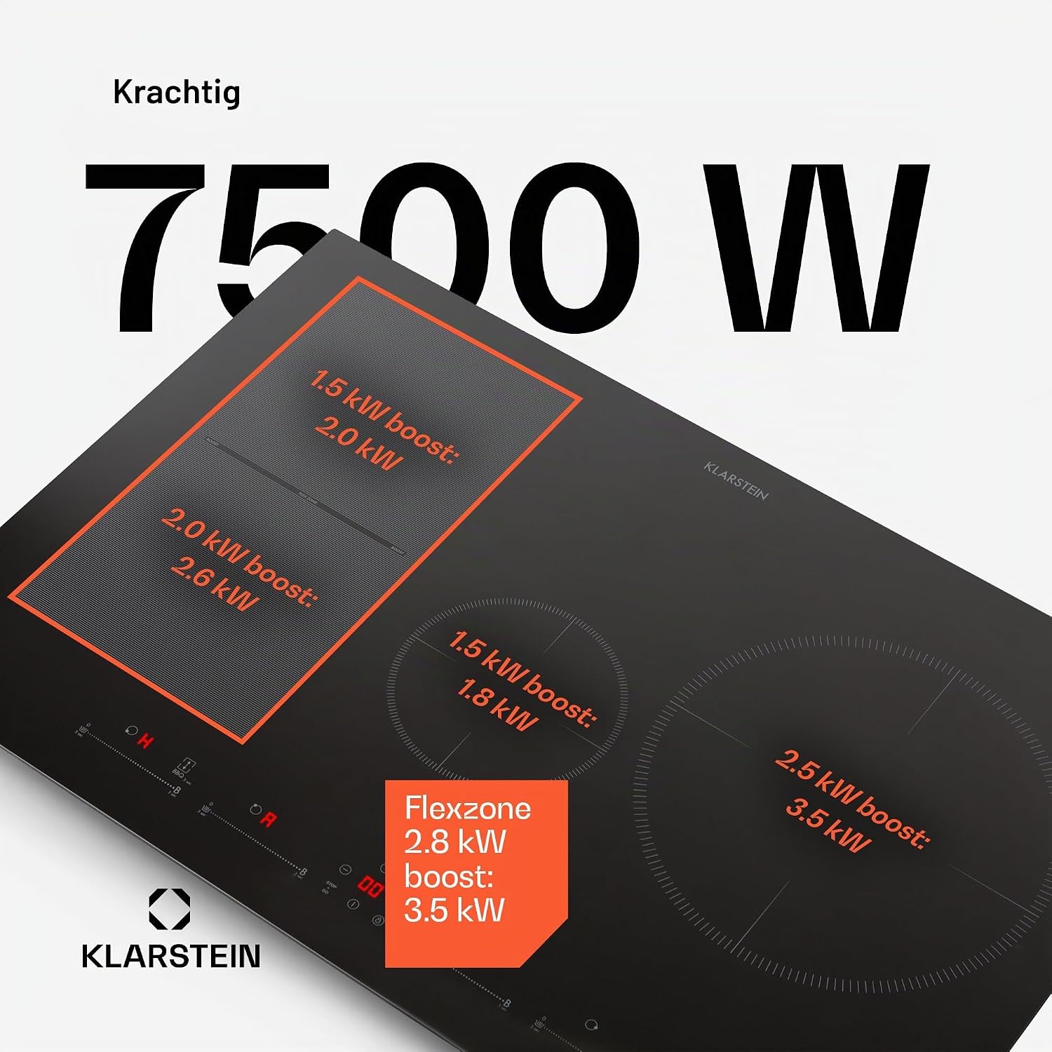 Detalle de KLARSTEIN Delicatessa 77 Hybrid CP4-90400-kdcc inbouwinductiekookplaat, 4 zones