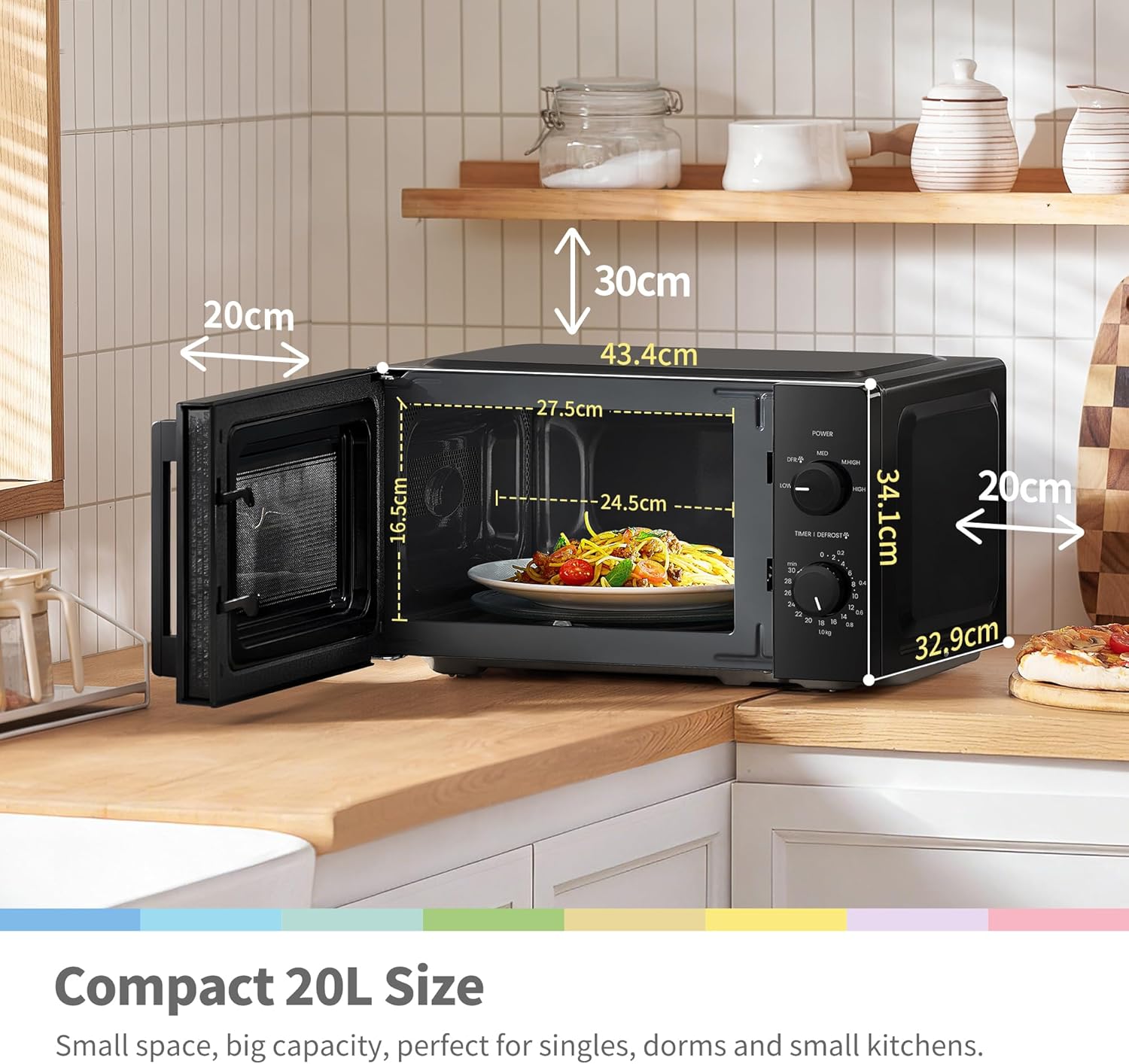 Thumbnail 1 de COMFEE' CMO-MM202NF(BK) 20L Compact Microwave, 700W Black Manual with Inverter