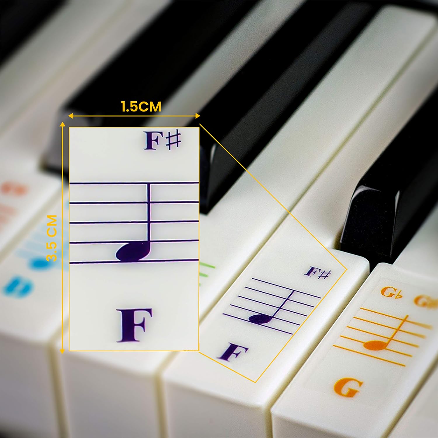 Detalle de QMG Piano Keyboard Stickers, Transparent Vinyl