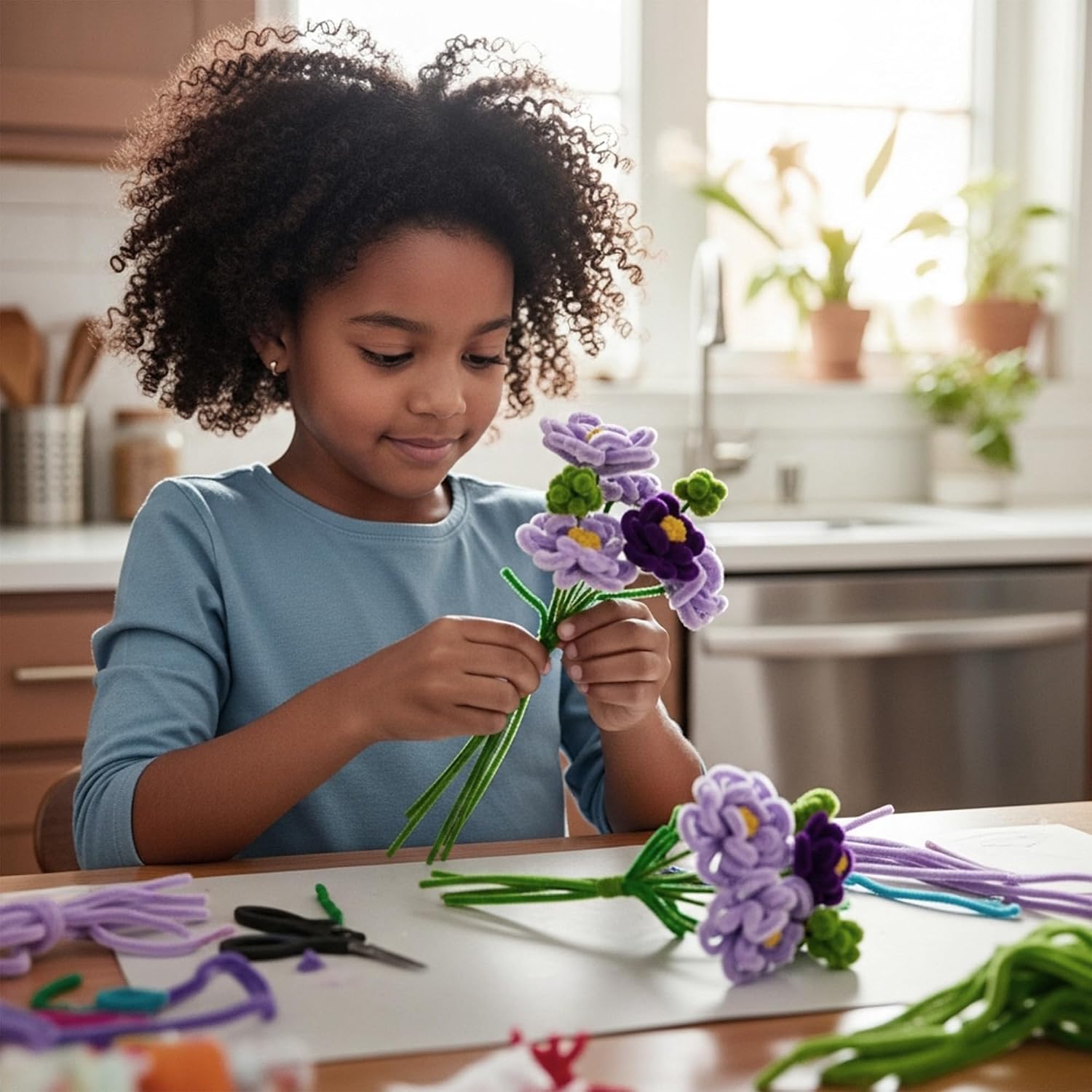 Thumbnail 4 de Caydo Purple Pipe Cleaners for Flowers, 200 Chenille Stems, 12-Inch