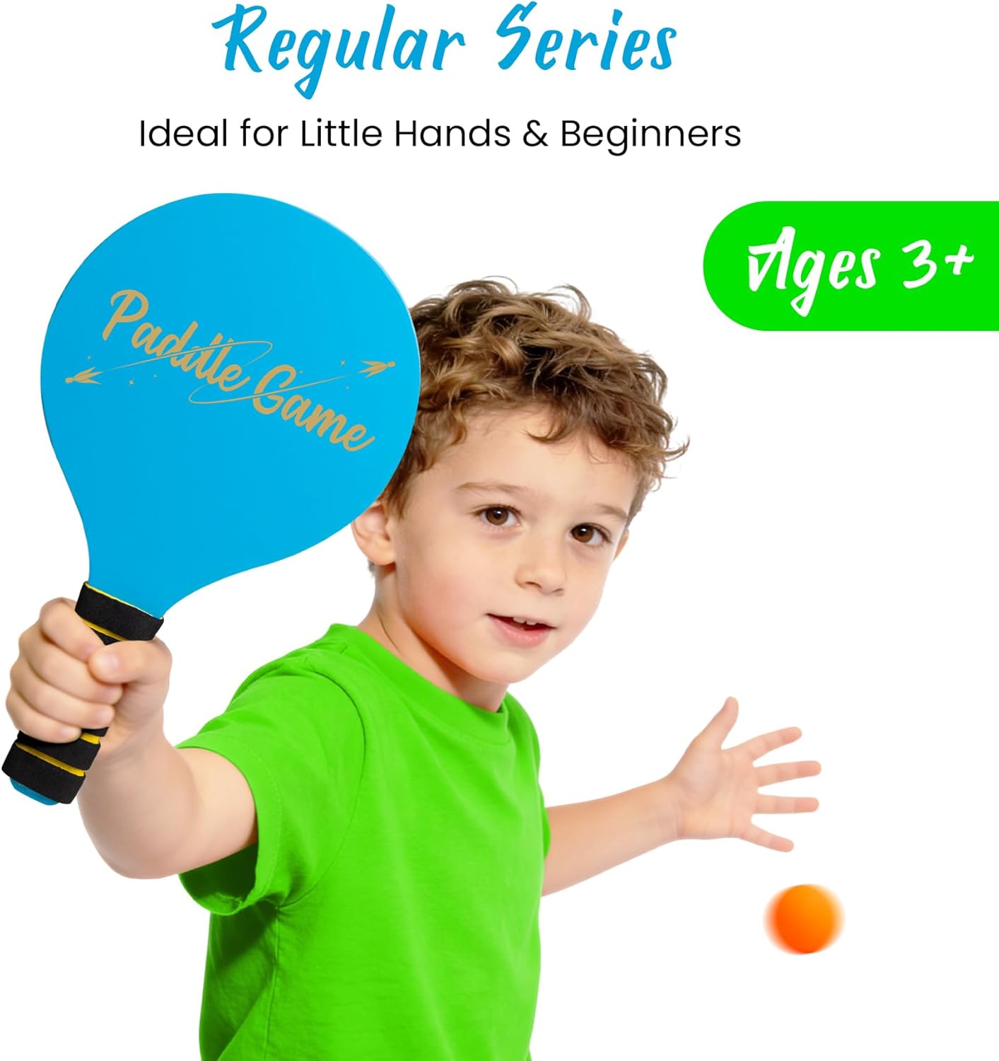 Detalle de U&C Planet Beachball Set: Wooden Paddle Ball Game for Family Fun