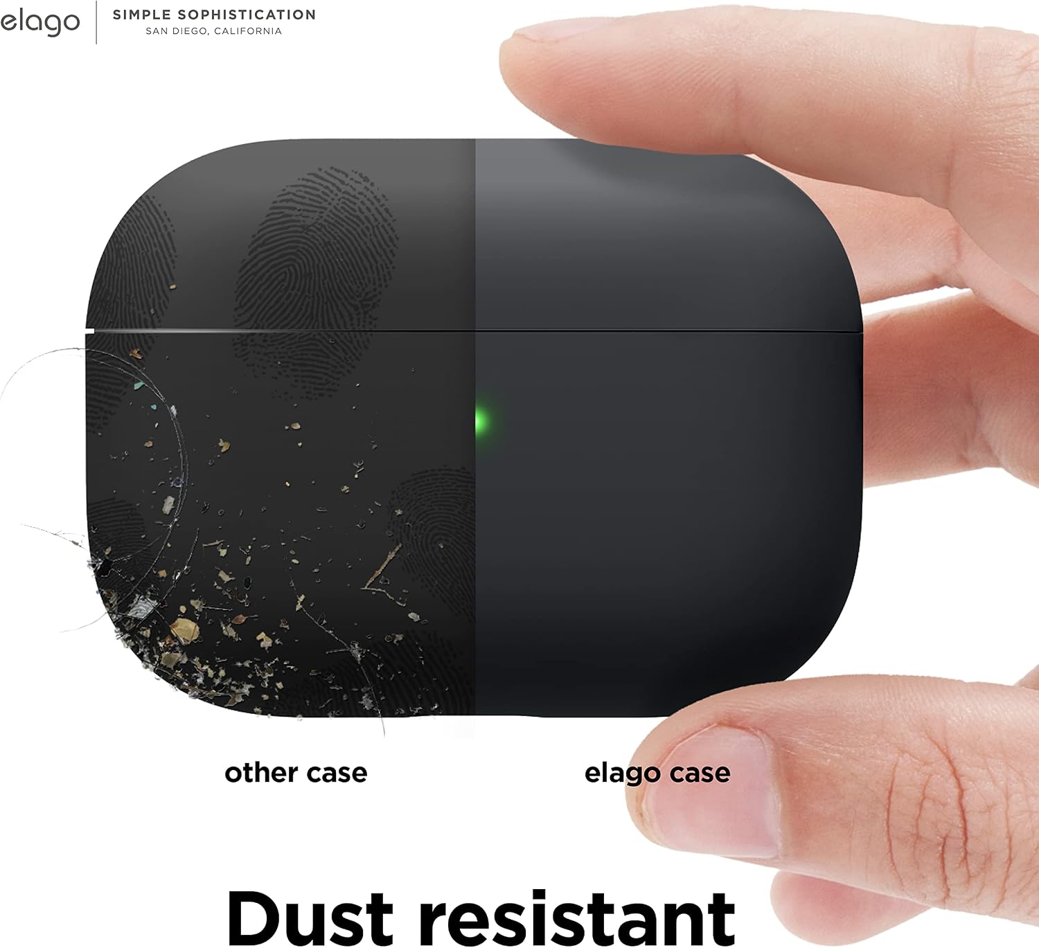 Detalle 2 de Coque silicone elago Liquid Hybrid pour Apple AirPods Pro 2 (noir) avec dragonne et protection triple couche
