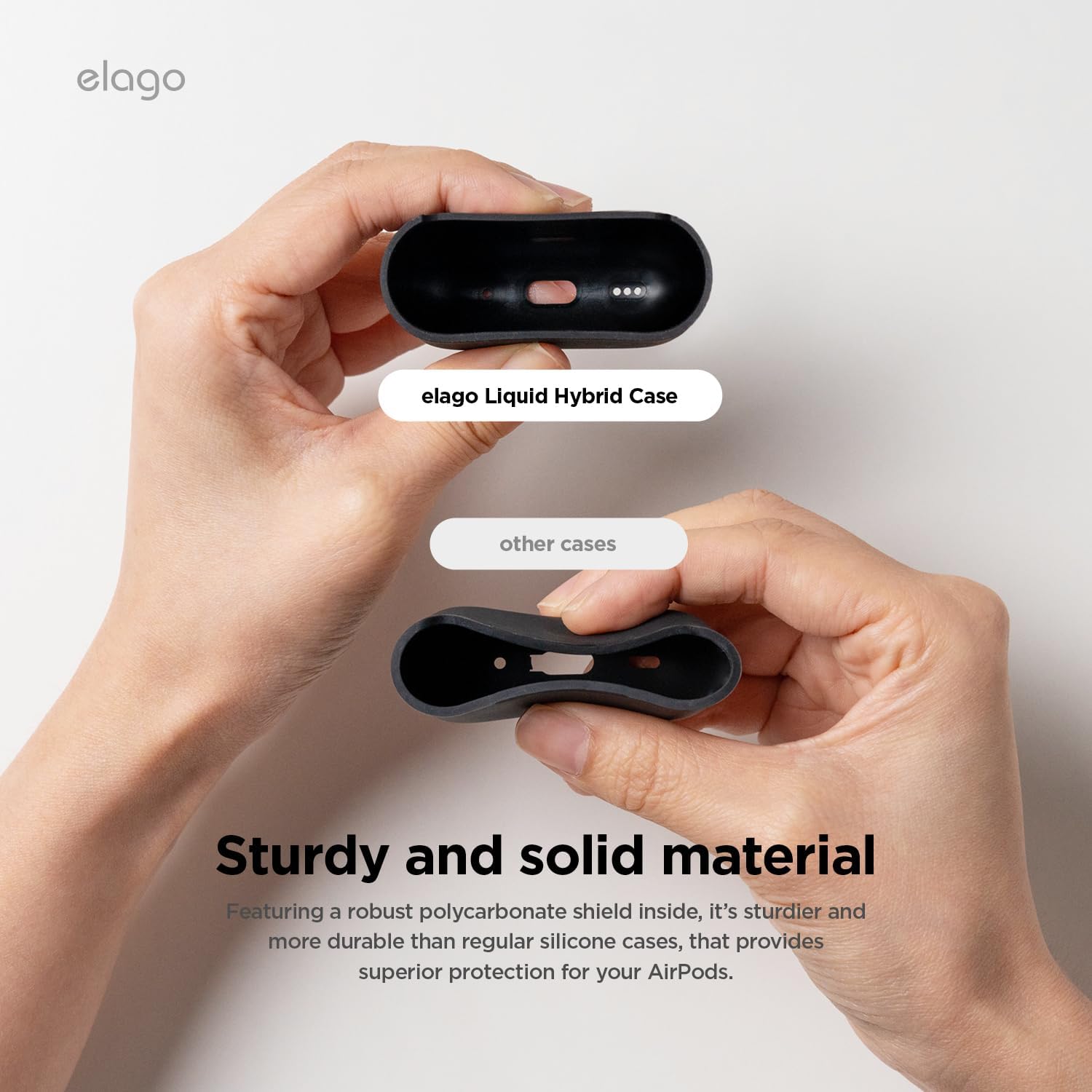 Detalle 2 de elago Coque Liquid Hybrid pour AirPods 4 – protection double matériau et recharge sans fil (rose)