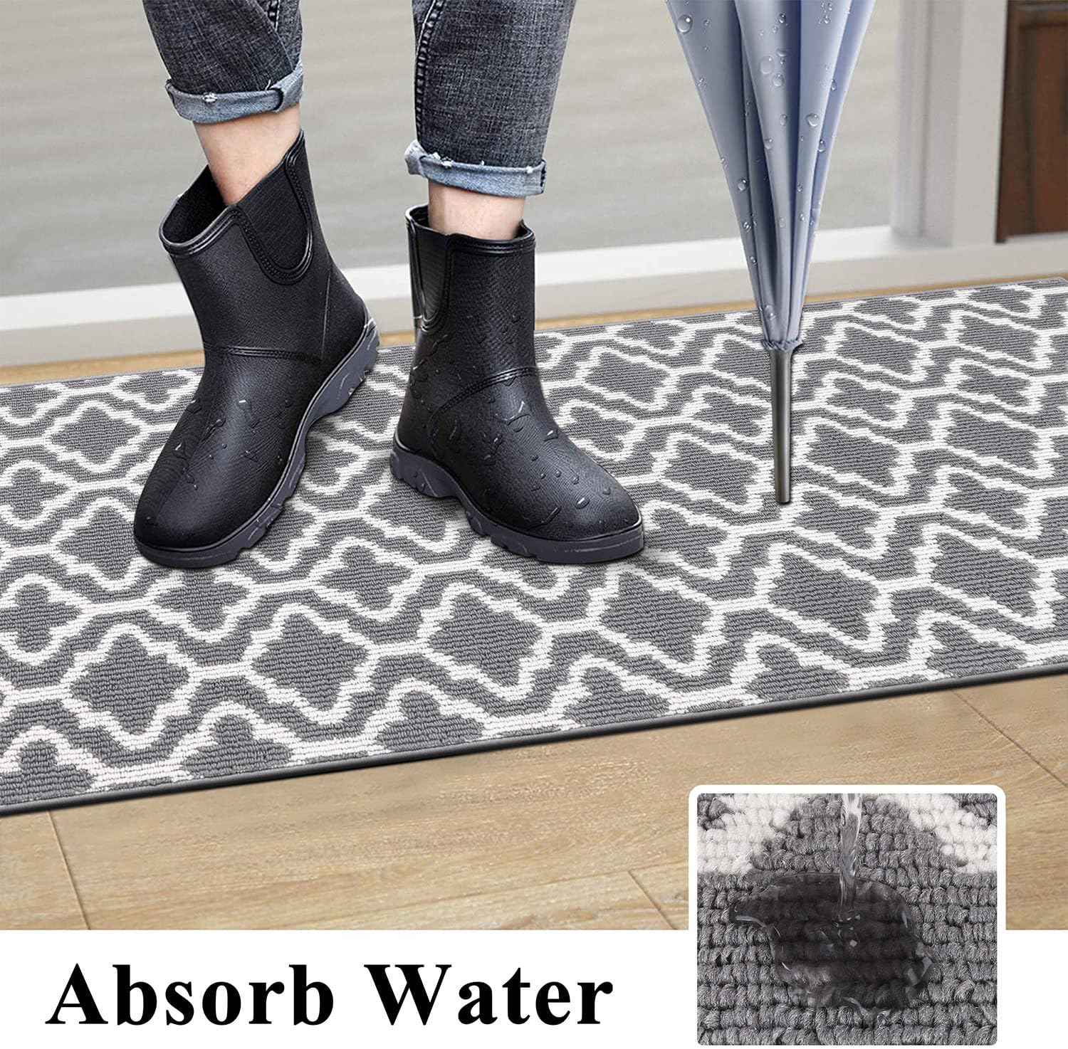 Thumbnail 3 de SHACOS Extra Long Hallway Runner Rug 66 x 300 cm in Grey Washable Carpet Runner