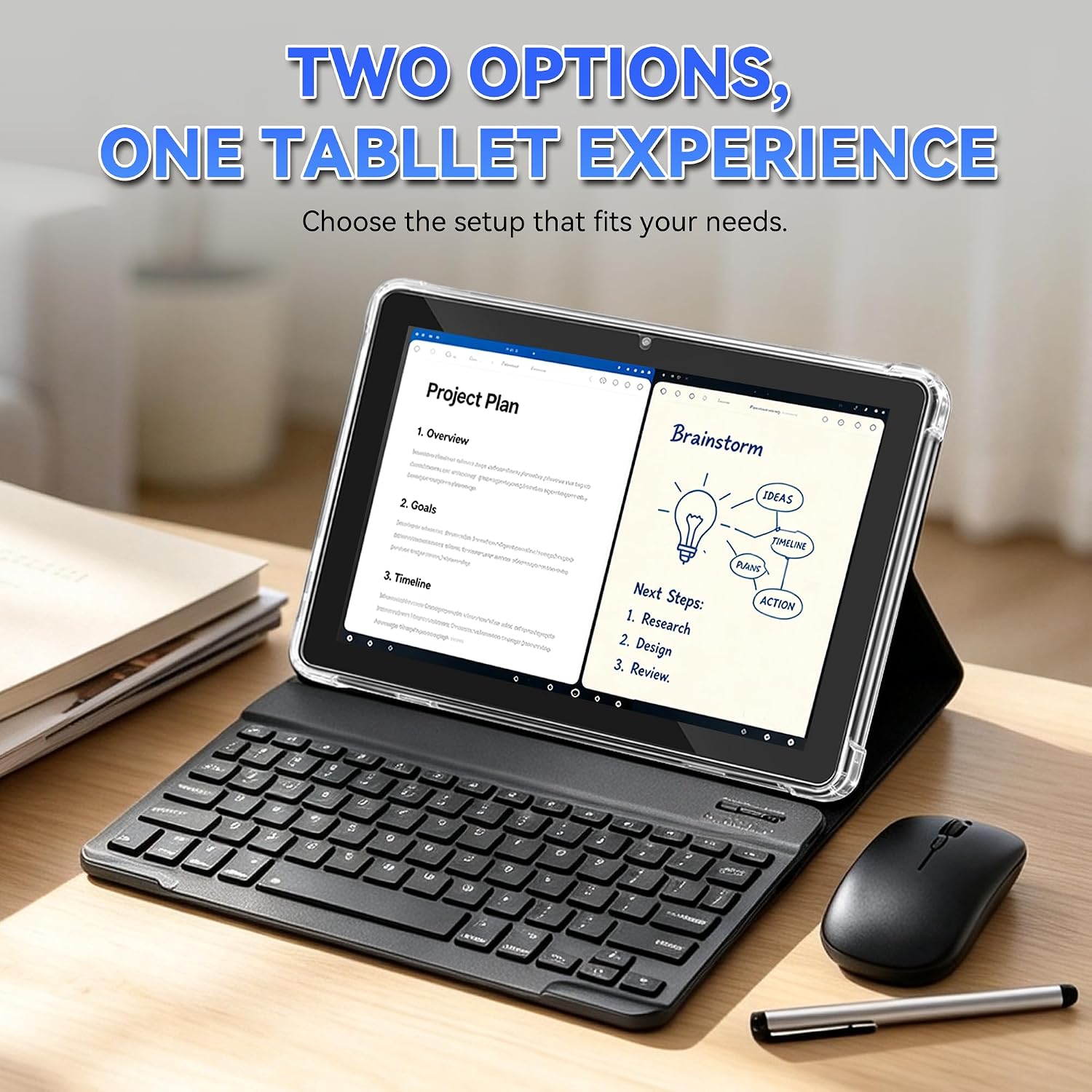 Detalle 2 de Ioojcck A20 plus 10.1-Inch Android 15 Tablet, 18GB RAM, Keyboard Bundle
