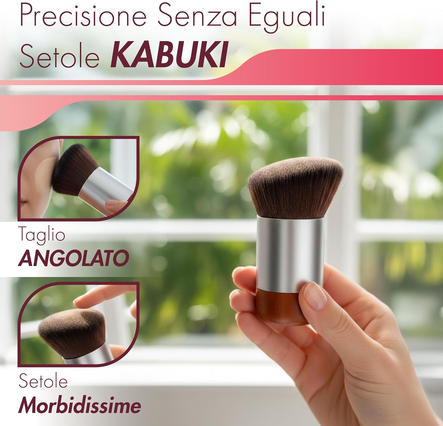 Detalle de Pennello Fondotinta Kabuki Professionale: applicazione uniforme e finitura naturale