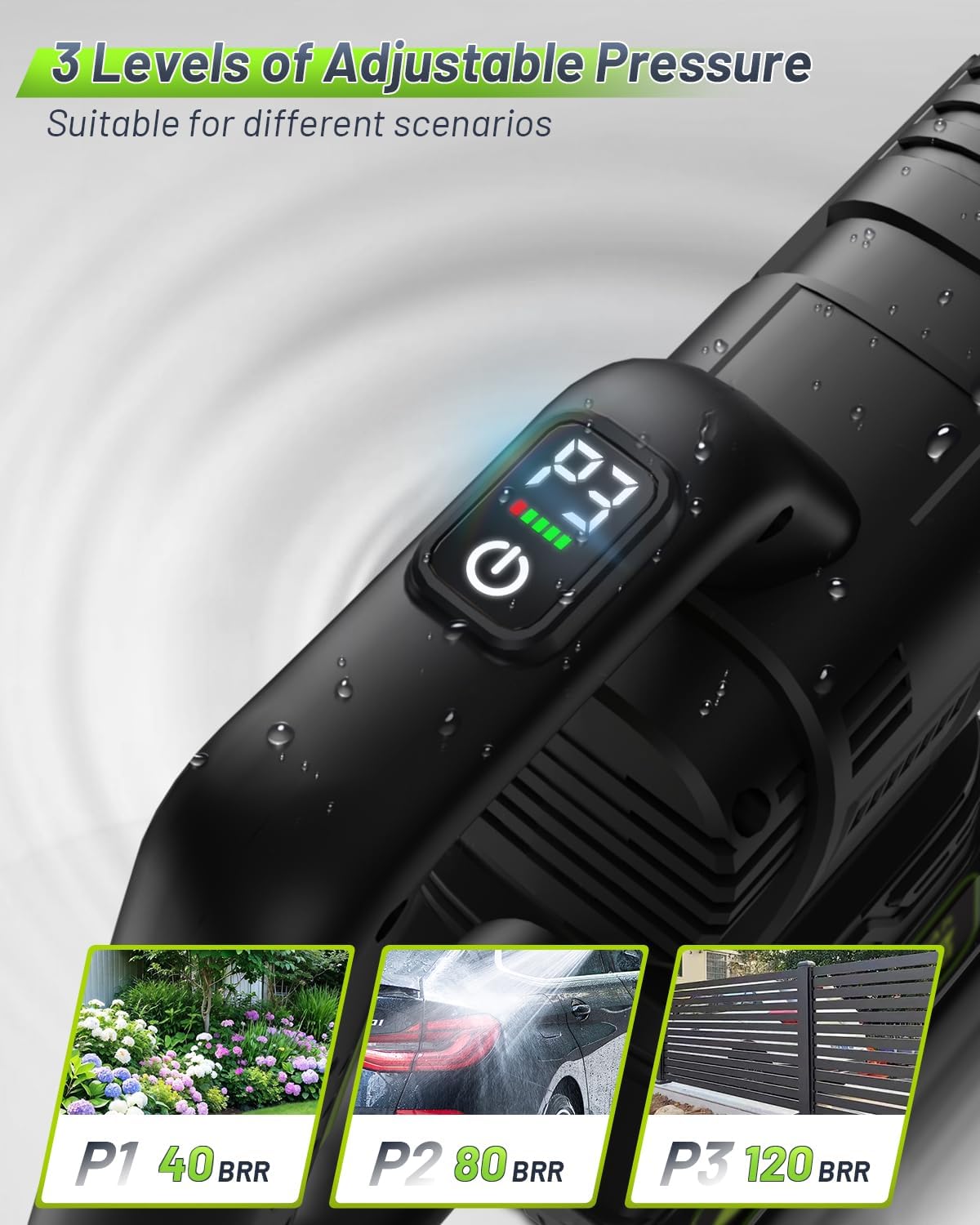 Thumbnail 1 de Lambluefly Idropulitrice a batteria 4000 mAh, 120 bar con motore brushless e 3 livelli di pressione
