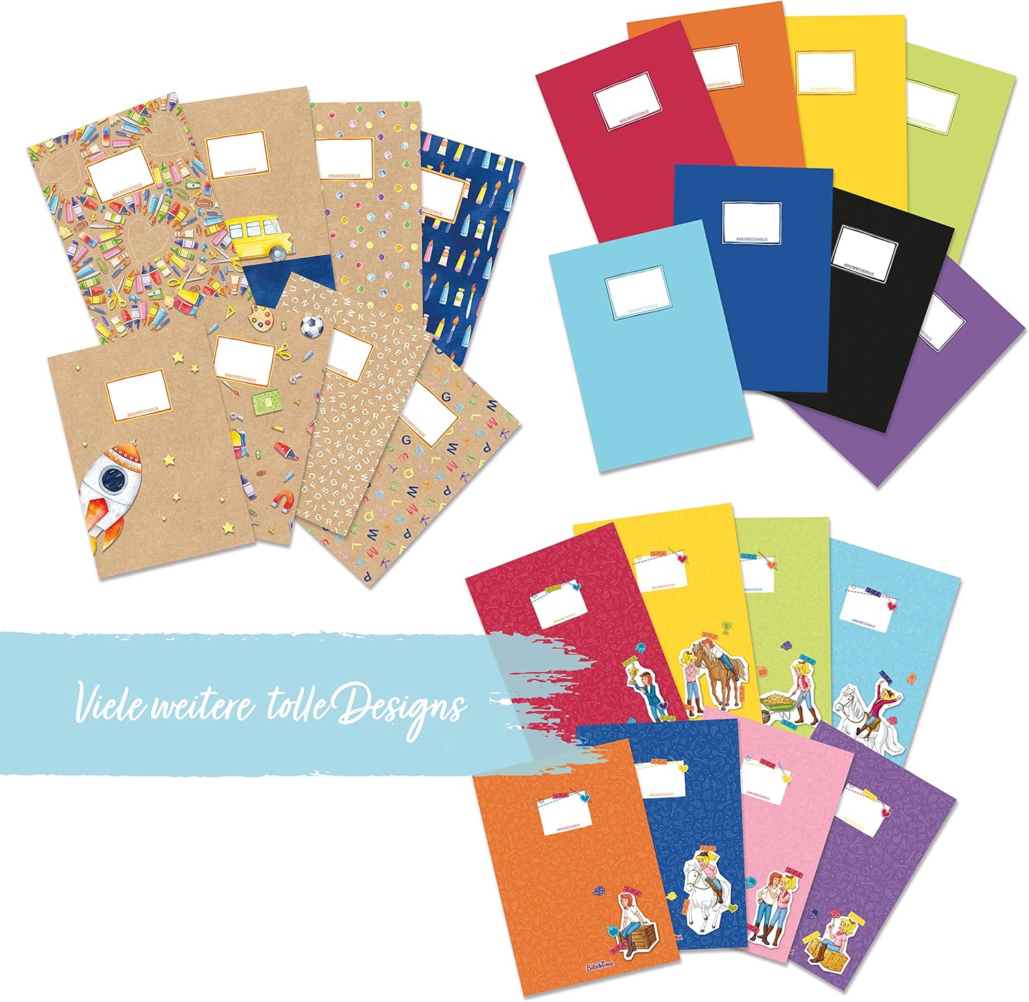 Detalle de Papierdrachen Heftumschläge DIN A4 mit Scribble-Motiven, 8 Stück – Set Nummer 6
