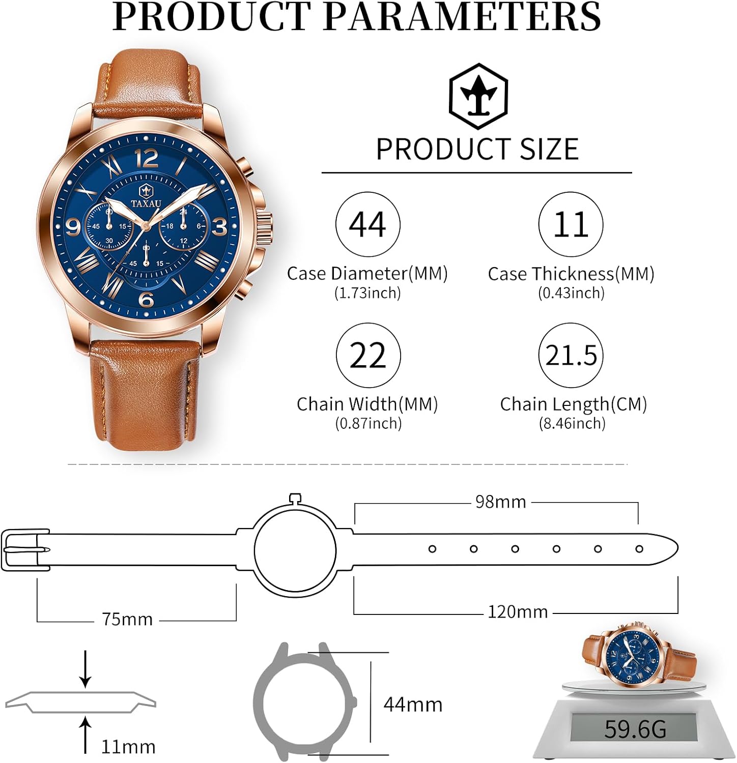 Detalle 2 de Taxau Herren-Armbanduhr mit Lederband