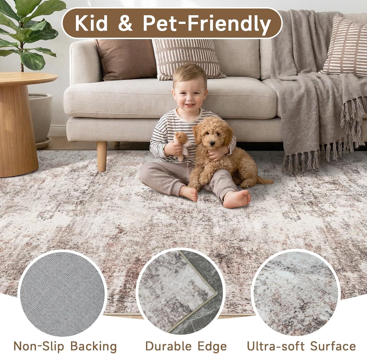 Detalle 1 de Washable Abstract Area Rug 12x15