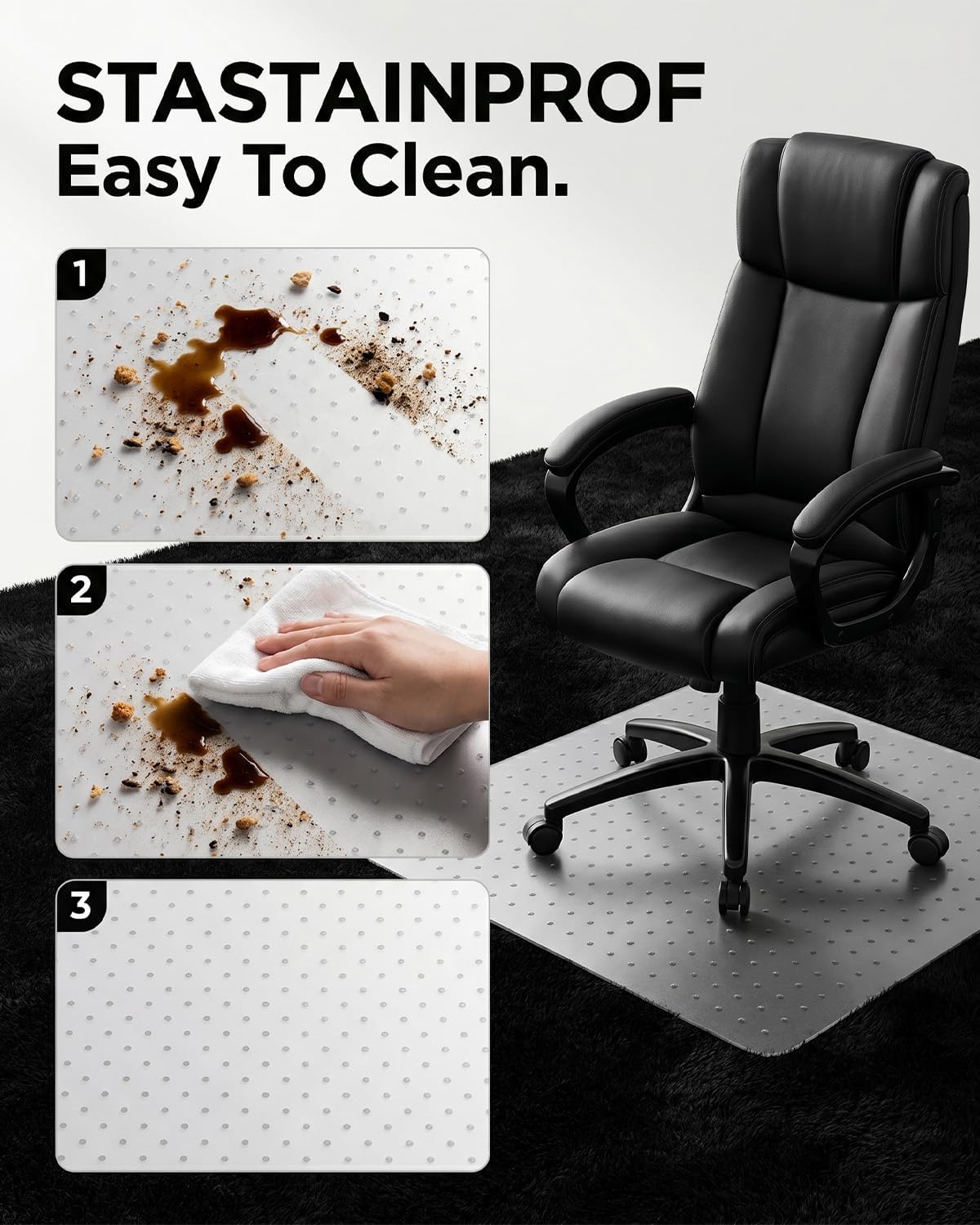 Thumbnail 3 de PVC Office Chair Mat for Carpet Floors 90x120 cm – Clear, Non-Slip, 2.2 mm Thick