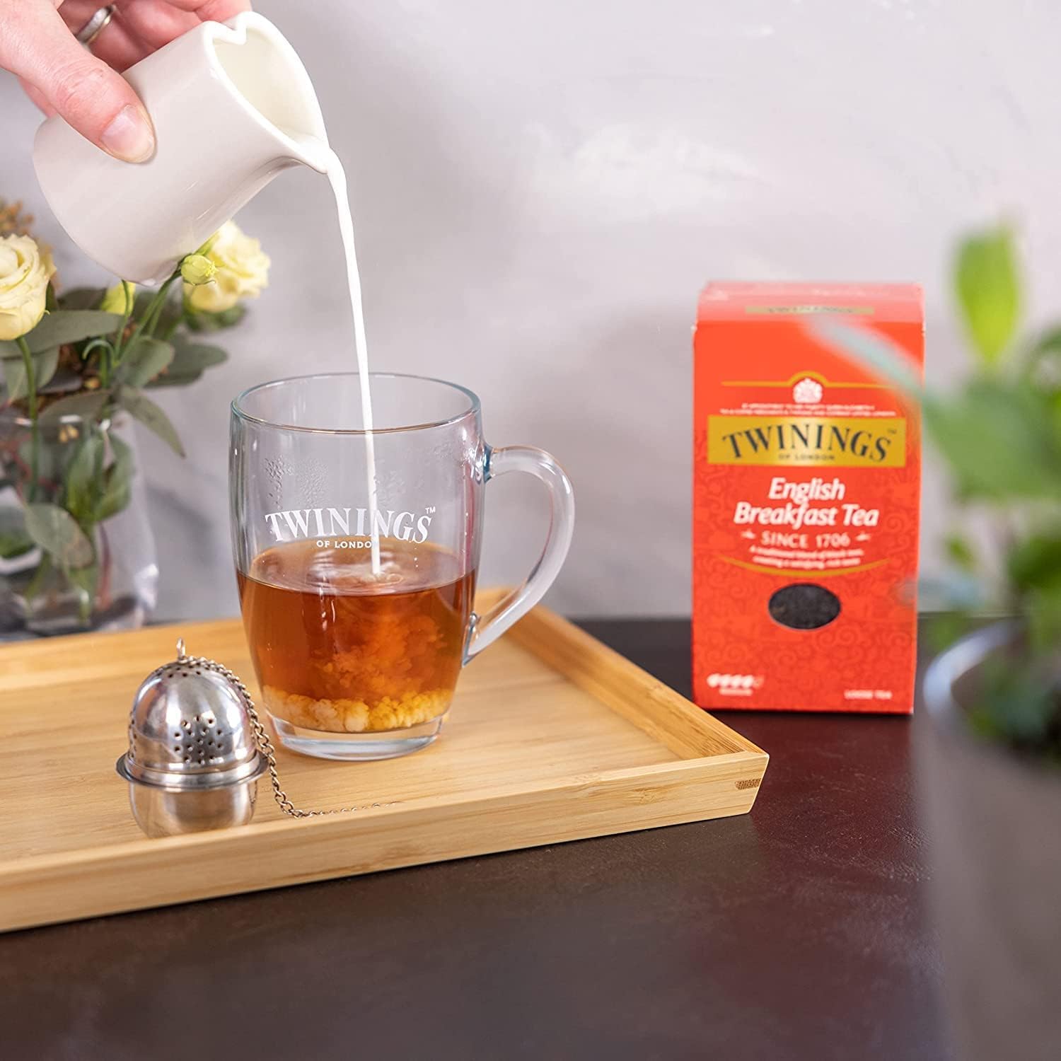 Detalle de Twinings English Breakfast Tea Sfuso – 8 confezioni da 100 g (800 g) | miscela classica e decisa