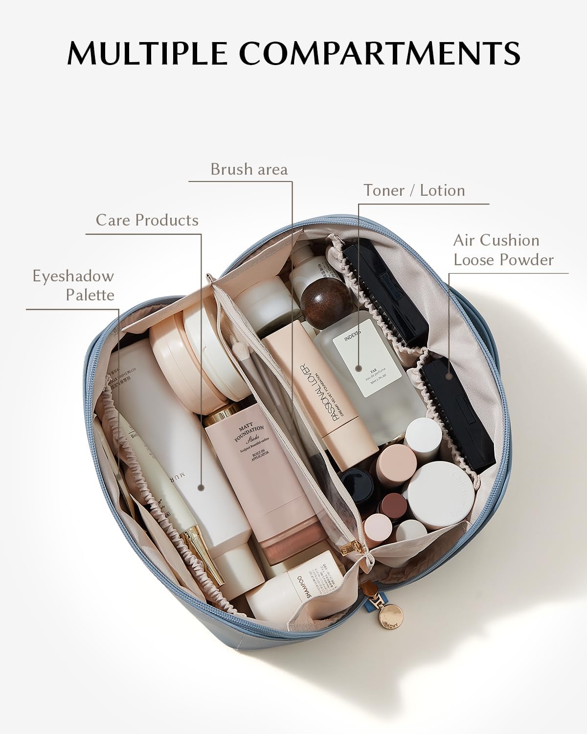 Thumbnail 1 de EACHY Travel Makeup Bag: Large Capacity, Waterproof PU Leather Organizer for Travel