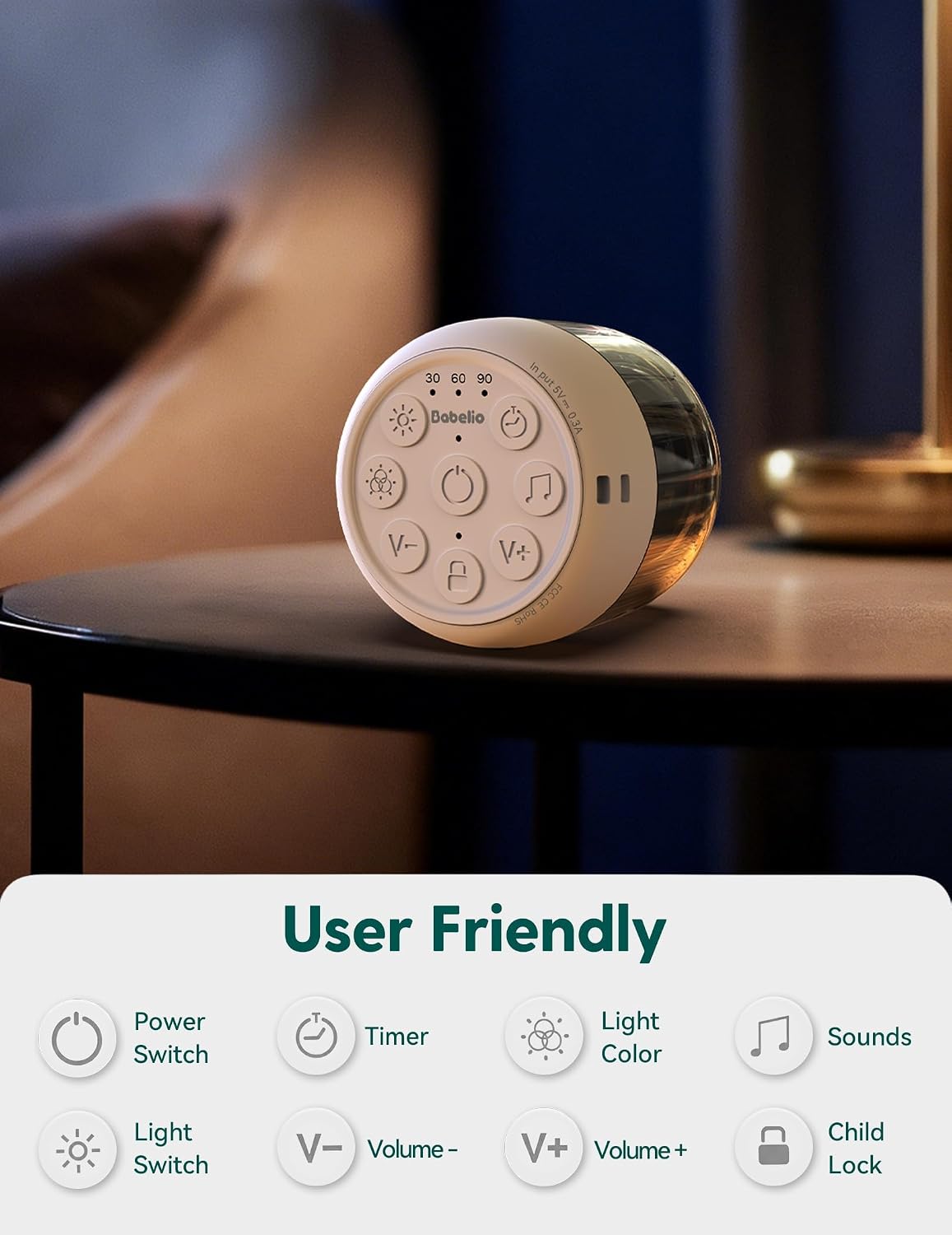 Thumbnail 6 de Babelio white noise sound machine, 20 sounds