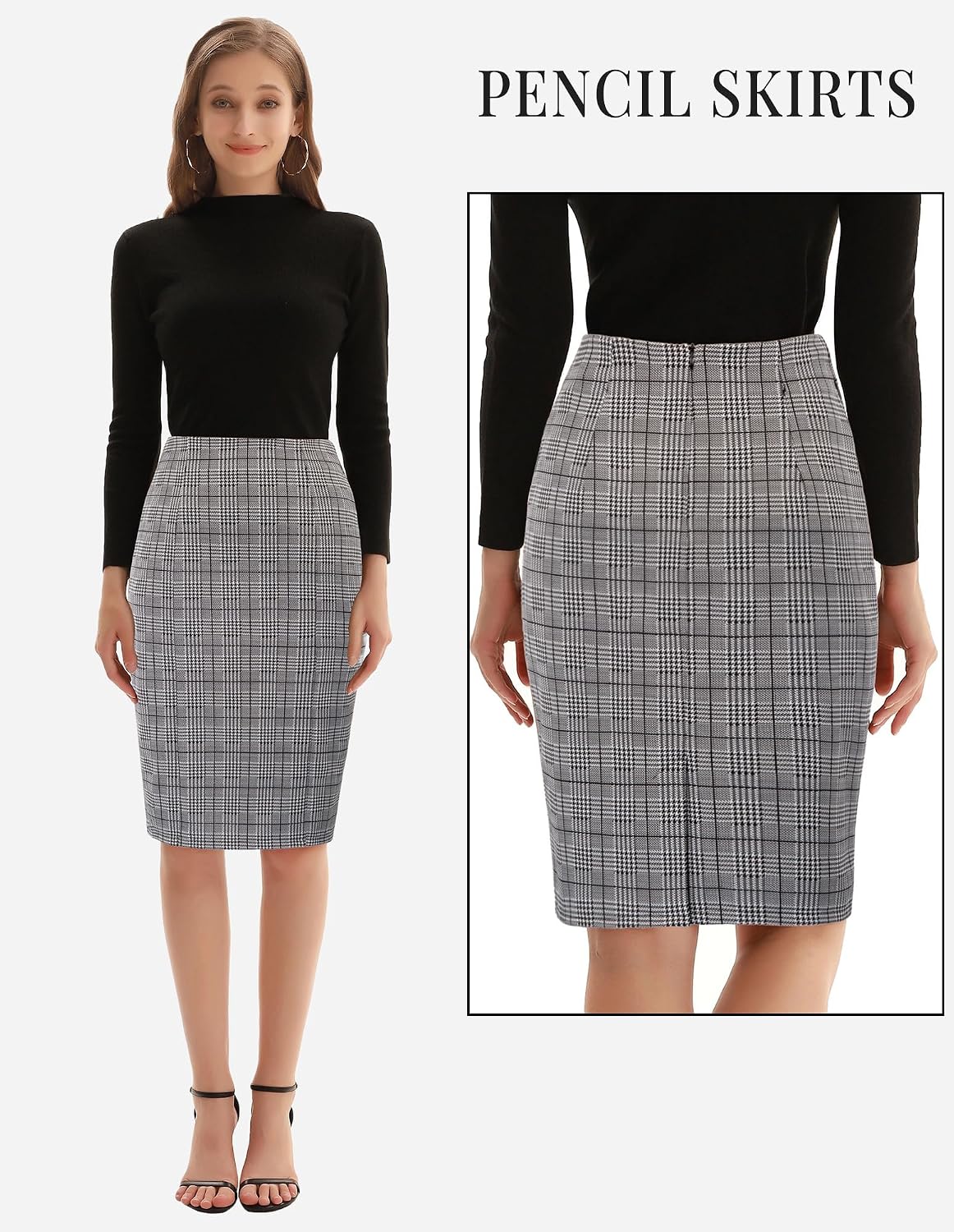 Detalle de Kate Kasin Plaid Pencil Skirt, Knee-Length