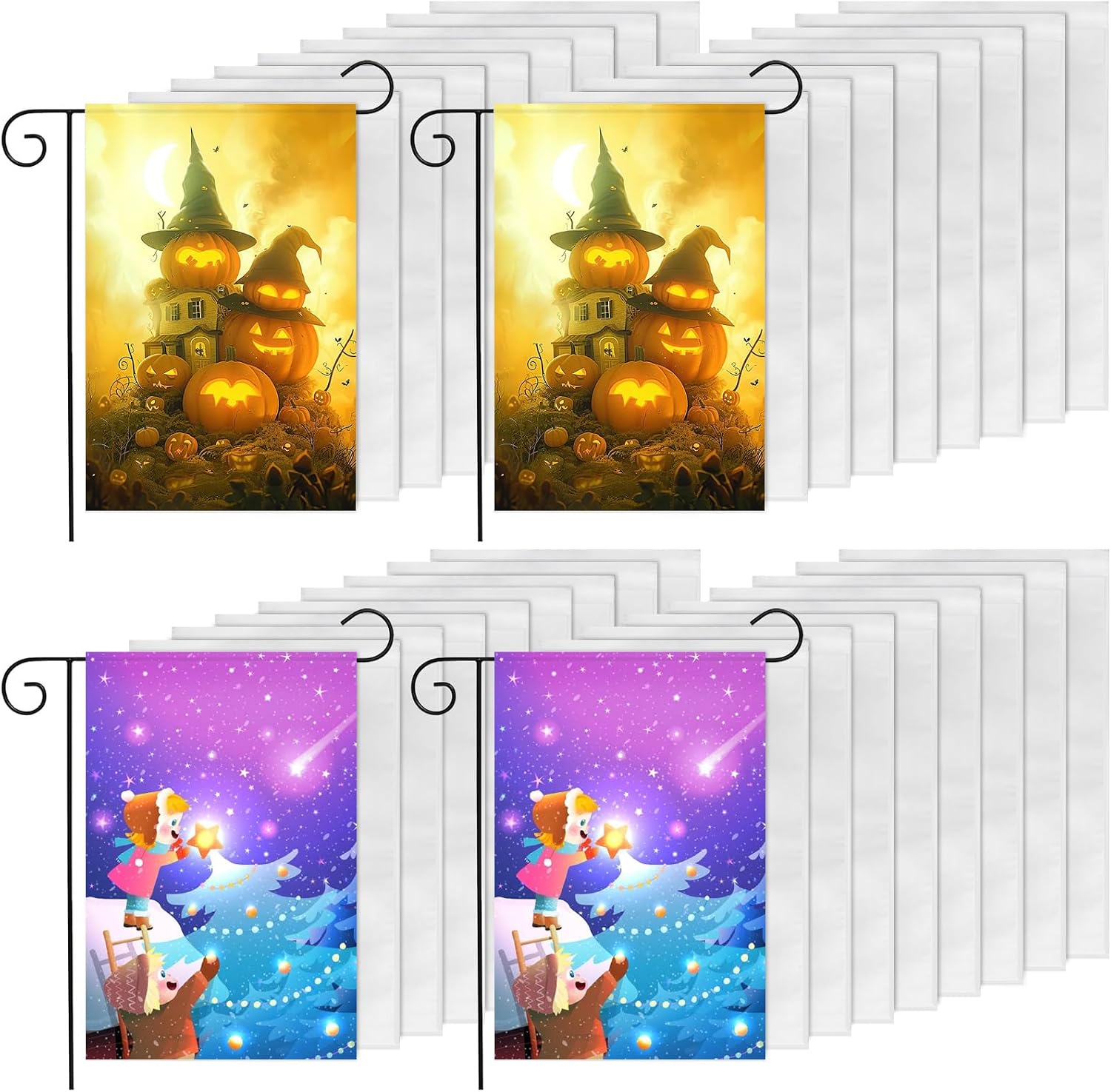 Detalle de DEAYOU DE-GardenFlags-White-36Pc – białe flagi ogrodowe, 36 sztuk z poliestru