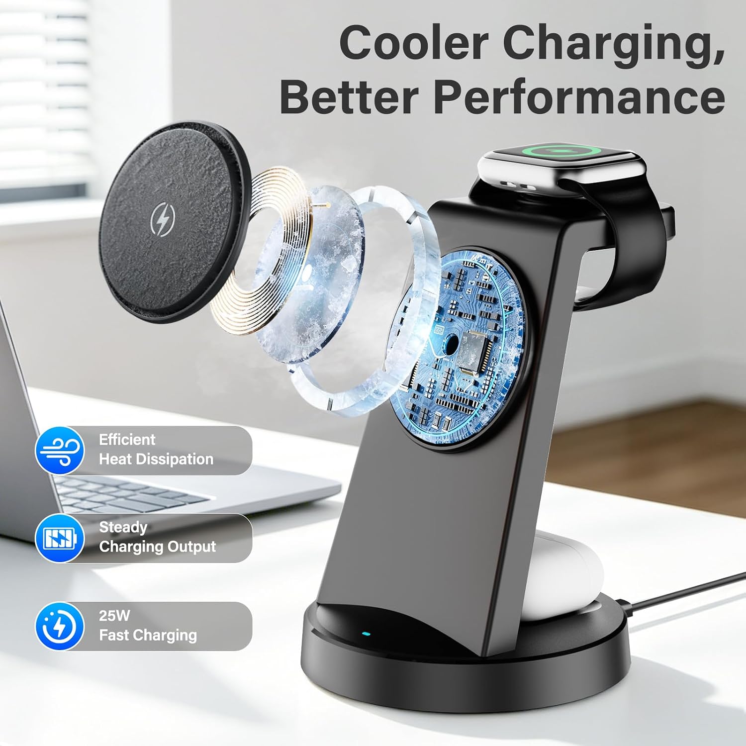 Detalle 2 de 3-in-1 Wireless Charging Station 25W