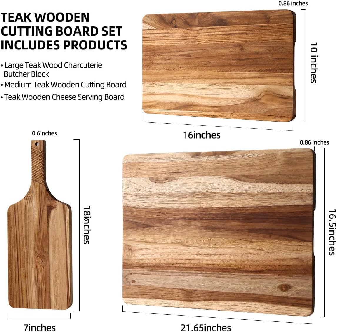 Thumbnail 2 de YUSOTAN Teak Wood Cutting Board Set 3 🍽