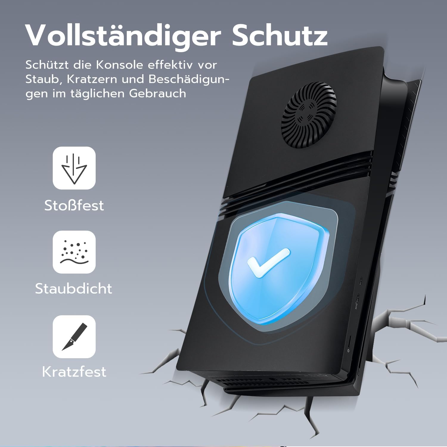 Detalle de Mc Bazel PS5 Pro Frontplatte – Gehäuseschutz für PS5 Pro Disc Edition, Schwarz
