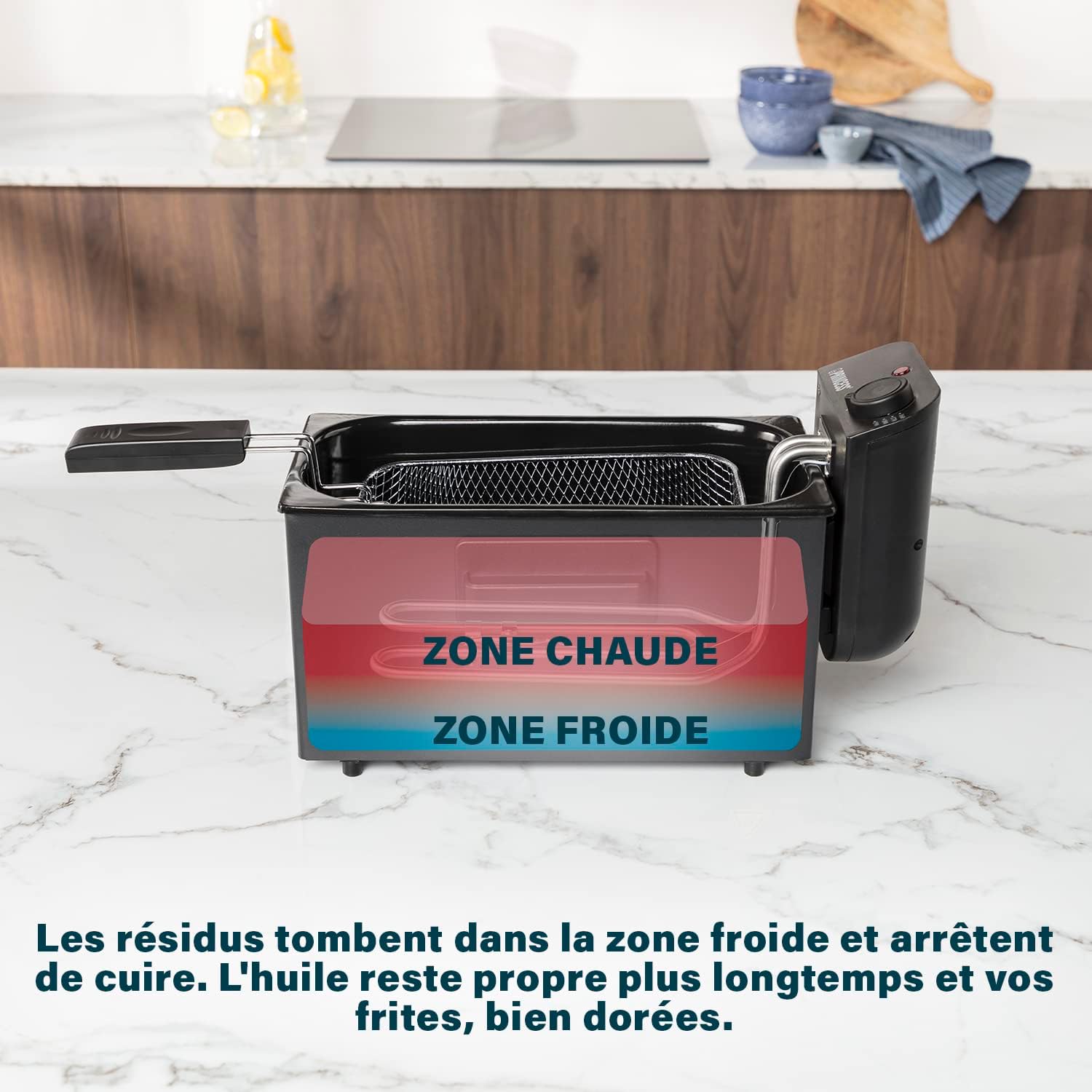 Detalle 2 de Princess Friteuse 182727 – 4 portions, 3 L, 2000 W, Acier inoxydable noir