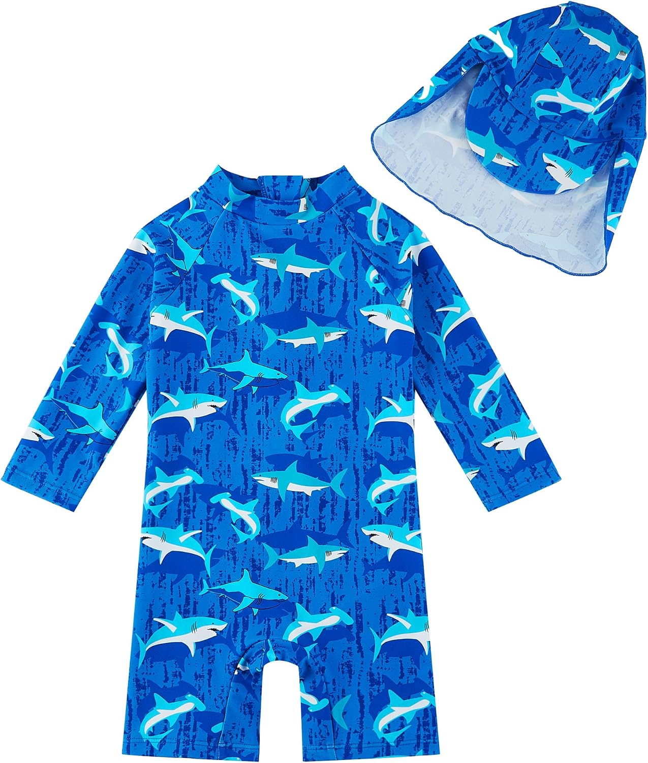 Detalle de upandfast Baby Boy Swimwear Infant One Piece Zip Swimsuit with Sun Hat and UPF 50+ Protection