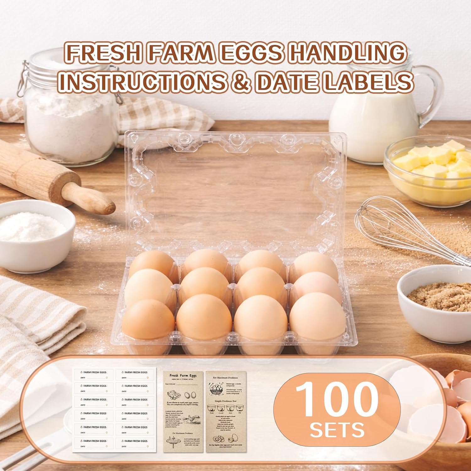 Detalle 2 de WIKDAY 100-Pack 12-Count Clear Reusable Plastic Egg Cartons
