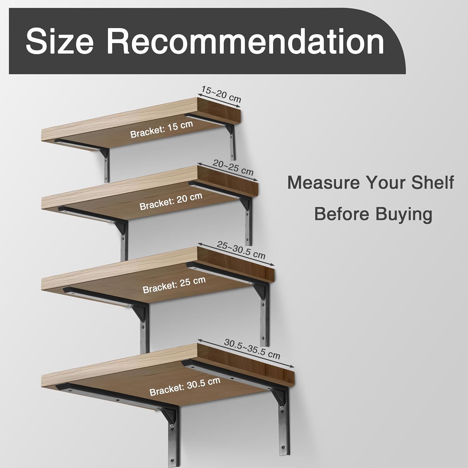 Thumbnail 6 de Ouvin Heavy Duty Shelf Brackets 10 Inch – 4 Pack (Wall Mount, Black Iron)