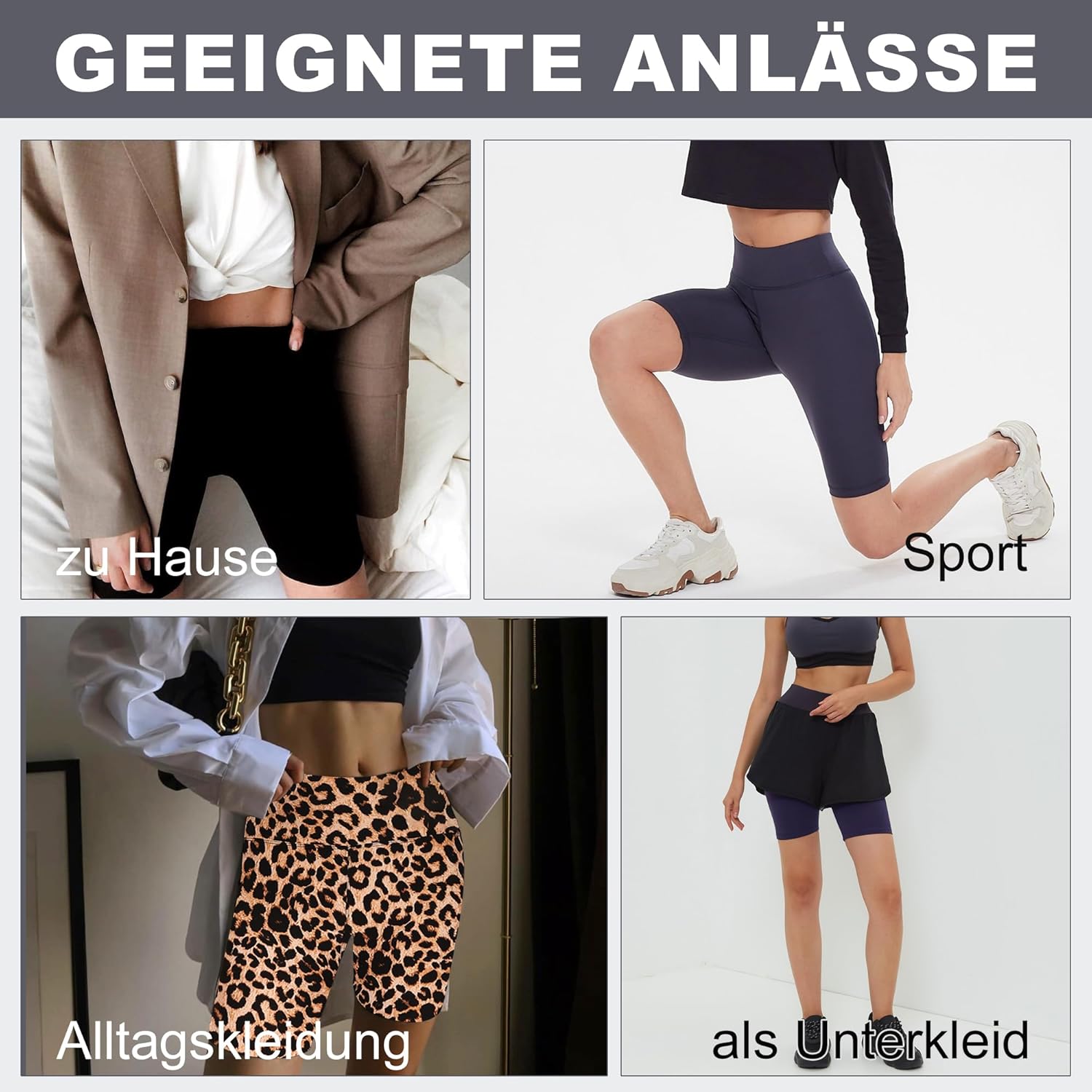 Thumbnail 4 de HIPOWER 2er Pack Radlerhose Damen High Waist – Kurze Sport Shorts Tights