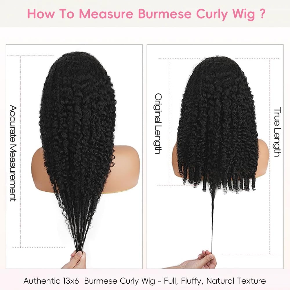 Thumbnail 6 de Lannaax Burmese Curly Wig (13x6 Lace Front) 20 Inch Virgin Remy Human Hair, 250% Density HD Lace