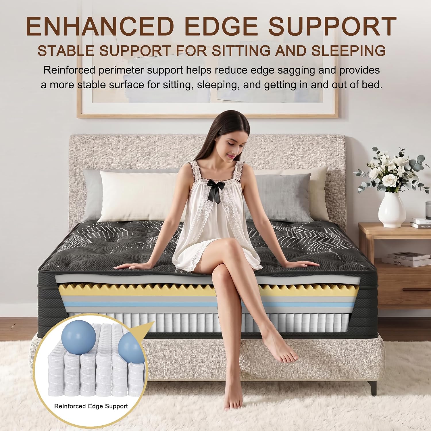 Detalle 2 de Hybrid Memory Foam Mattress, 12-Inch