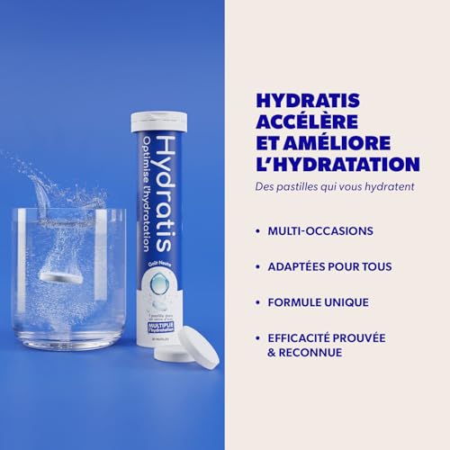 Detalle de HYDRATIS – Pastilles Hydratation Électrolytes Mix Fruits des Bois, Pêche et Citron/Sureau (60 pastilles) – Énergie et Hydratation