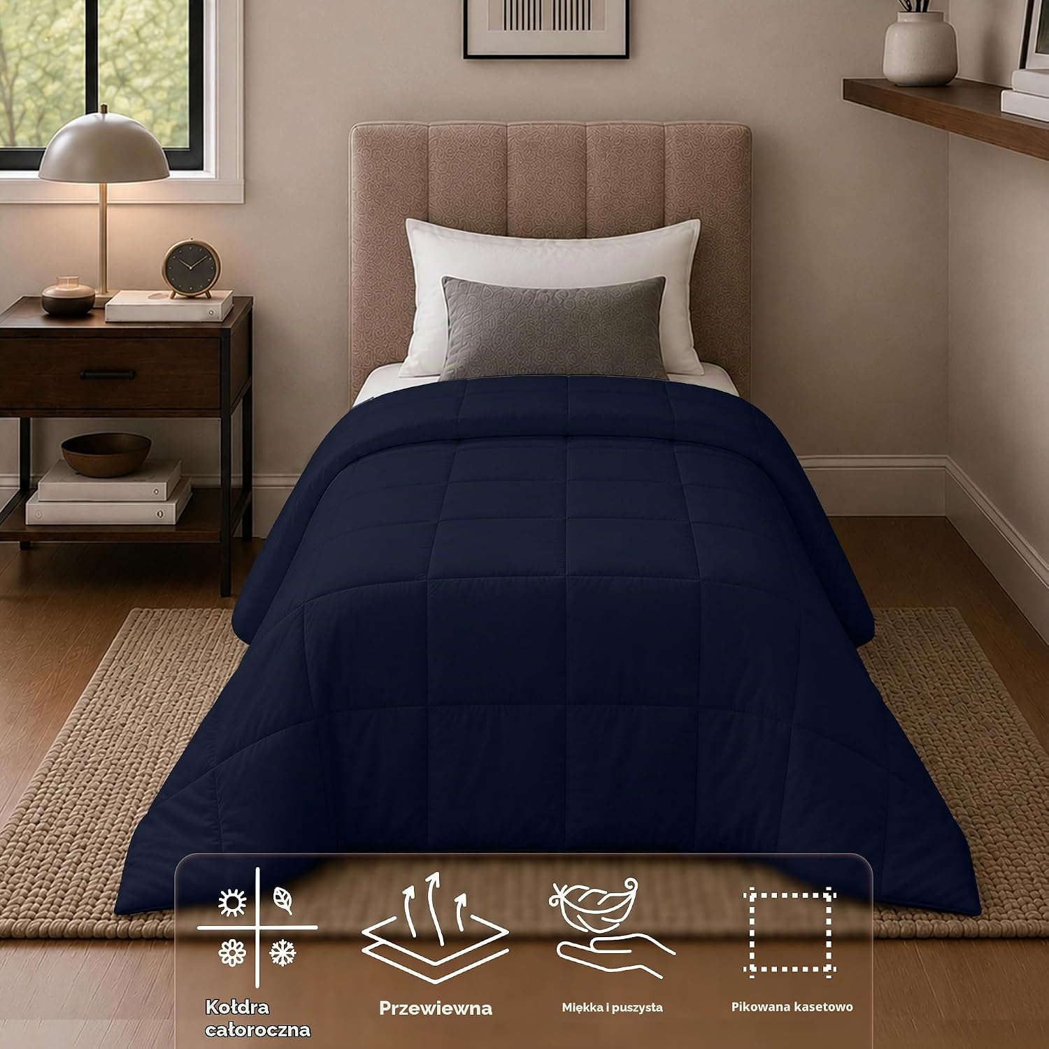 Detalle 2 de Utopia Bedding 4,5 Tog – podwójna kołdra z mikrofibry, granatowa