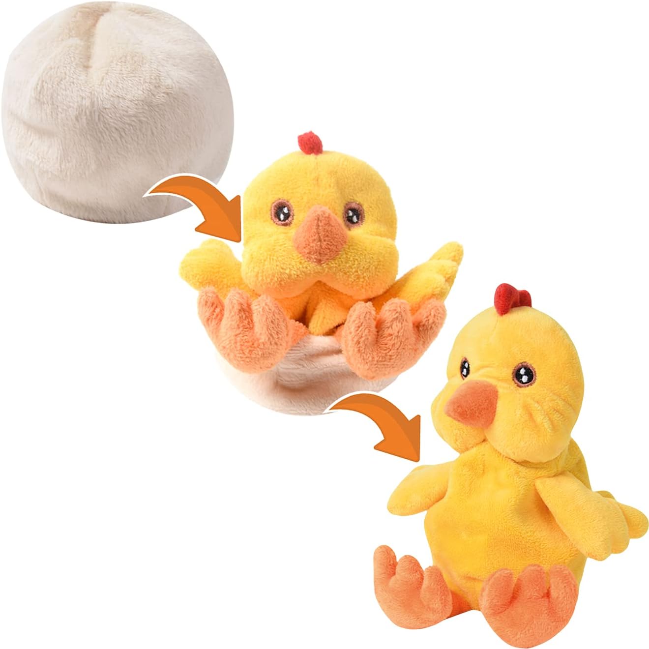 Detalle de Creanino 2 in 1 Plüschtier zum Wenden – Küken Kuscheltier, Handpuppe und Verwandlungsfreude