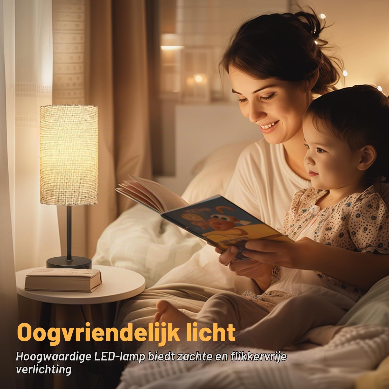 Thumbnail 4 de STANBOW TBL5 dimbare bedlamp met linnen kap en USB-A- en USB-C-poorten