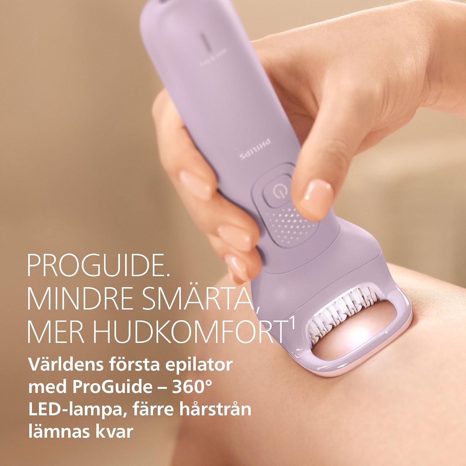 Detalle de Philips Series 9000 BRE728/00 epilator för våt- och torrbruk med ProGuide