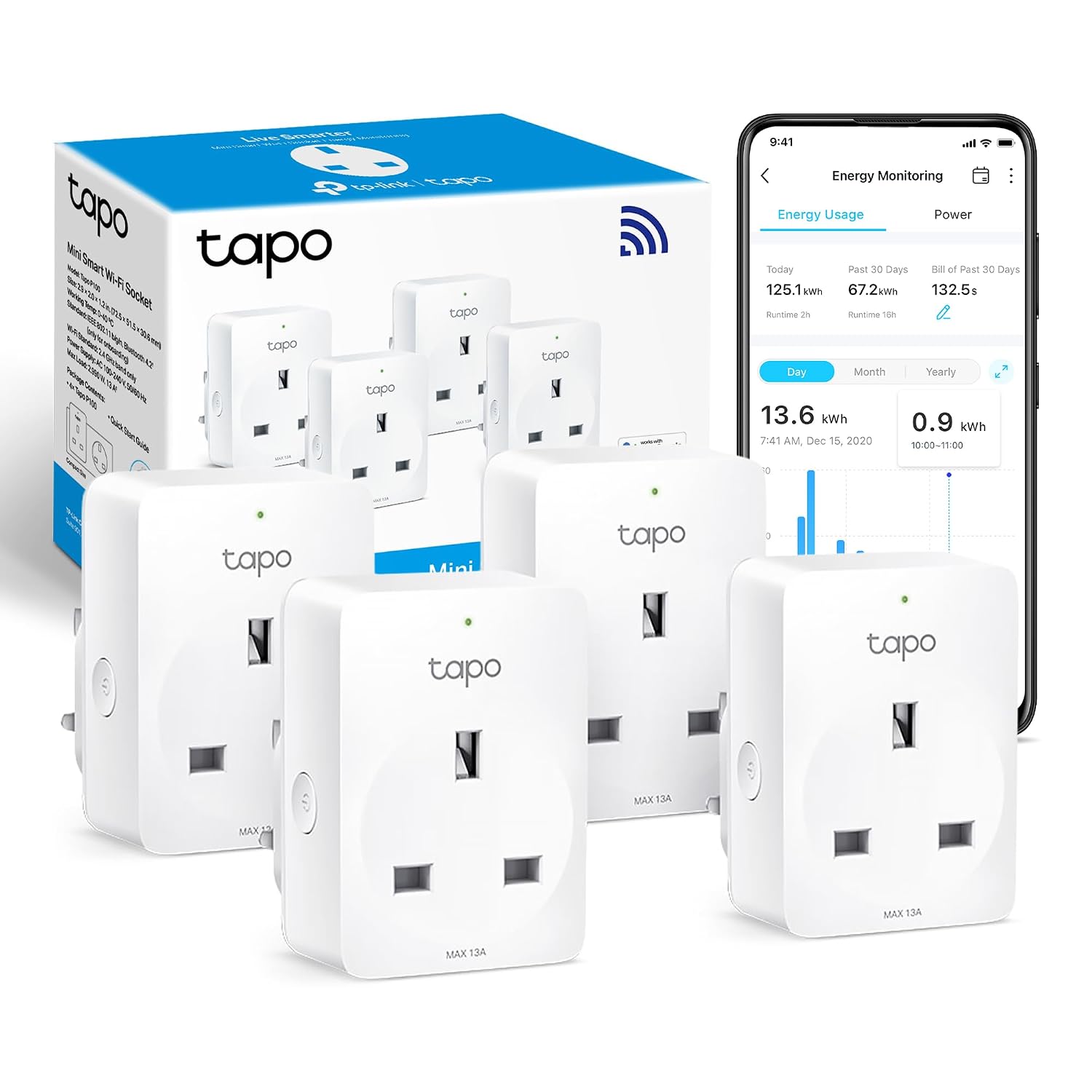 Detalle de NEW Tapo TP11 (4-pack) Smart Plug with Energy Monitoring