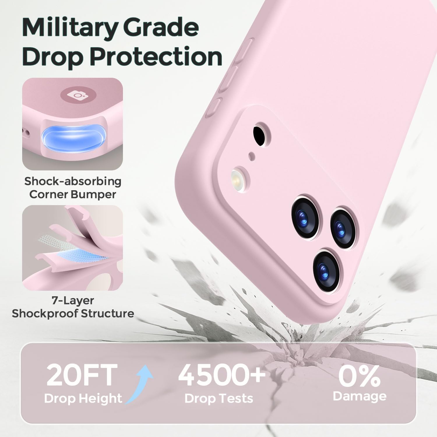 Thumbnail 5 de Ktele Magnetic iPhone 17 Pro Case (6.3 inch) with MagSafe — Chalk Pink, Slim Shockproof Silicone