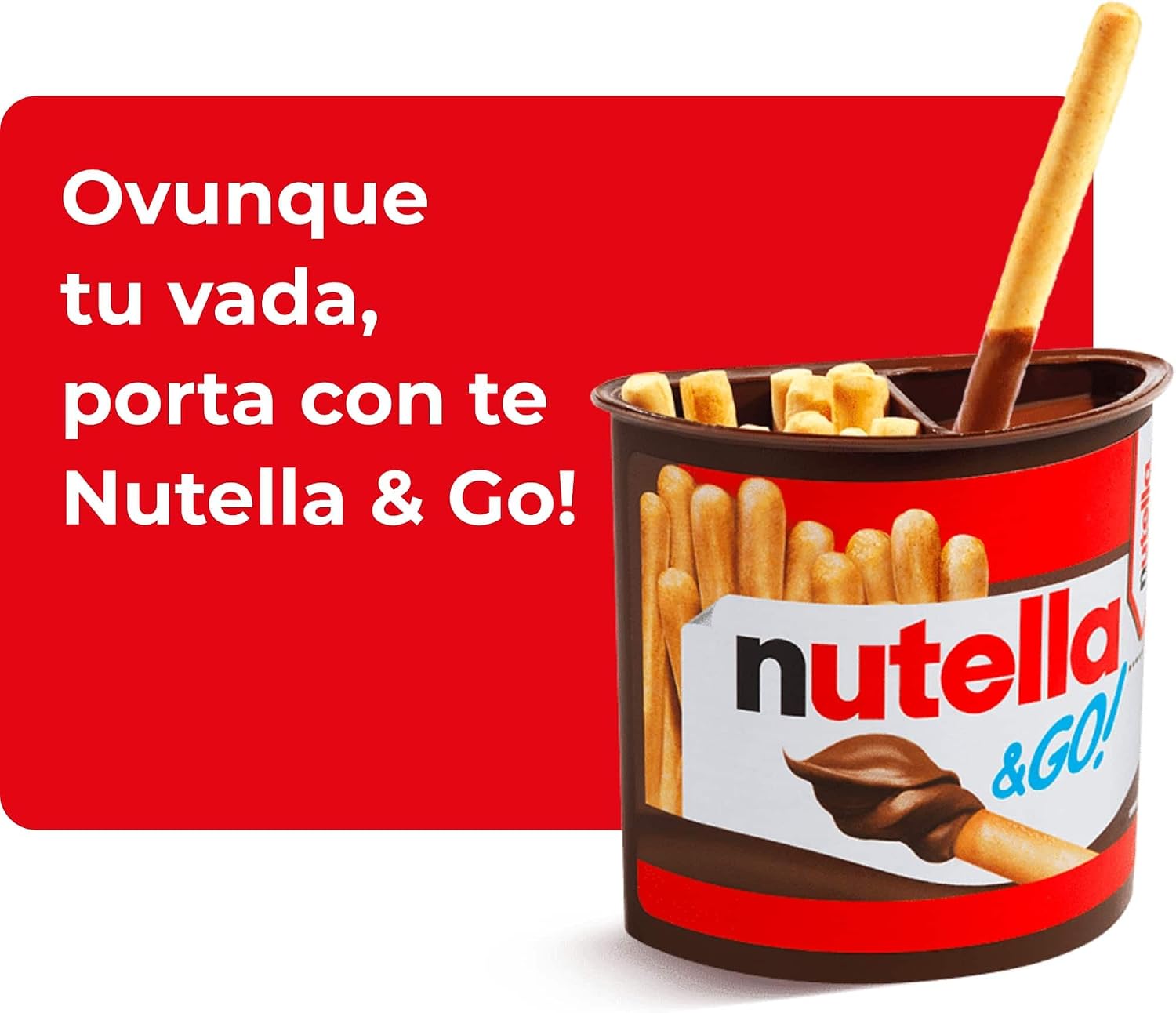 Detalle de Nutella & Go Snack Monoporzione con Croccanti Grissini e Nutella – 12 Confezioni da 48 g