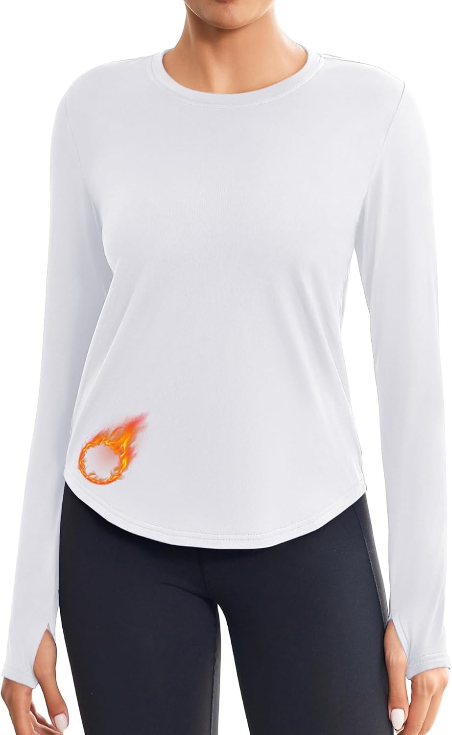 Thumbnail 6 de PINSPARK Maglietta Sportiva da Donna in Micropile con Fori per i Pollici – Cortesia invernale per Yoga, Sci e Fitness