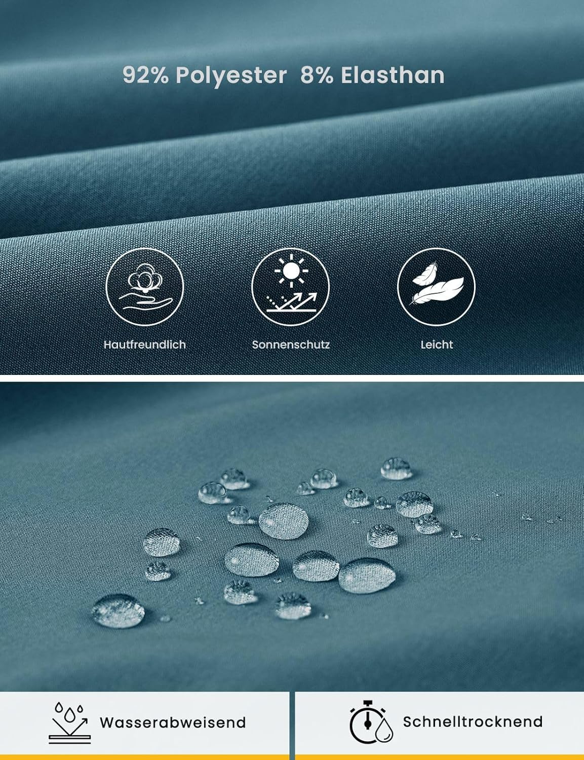 Thumbnail 5 de Rdruko Herren Sport-Shorts Kurze Hosen Stretch – schnelltrocknend, wasserabweisend, mit 4 Reißverschlusstaschen