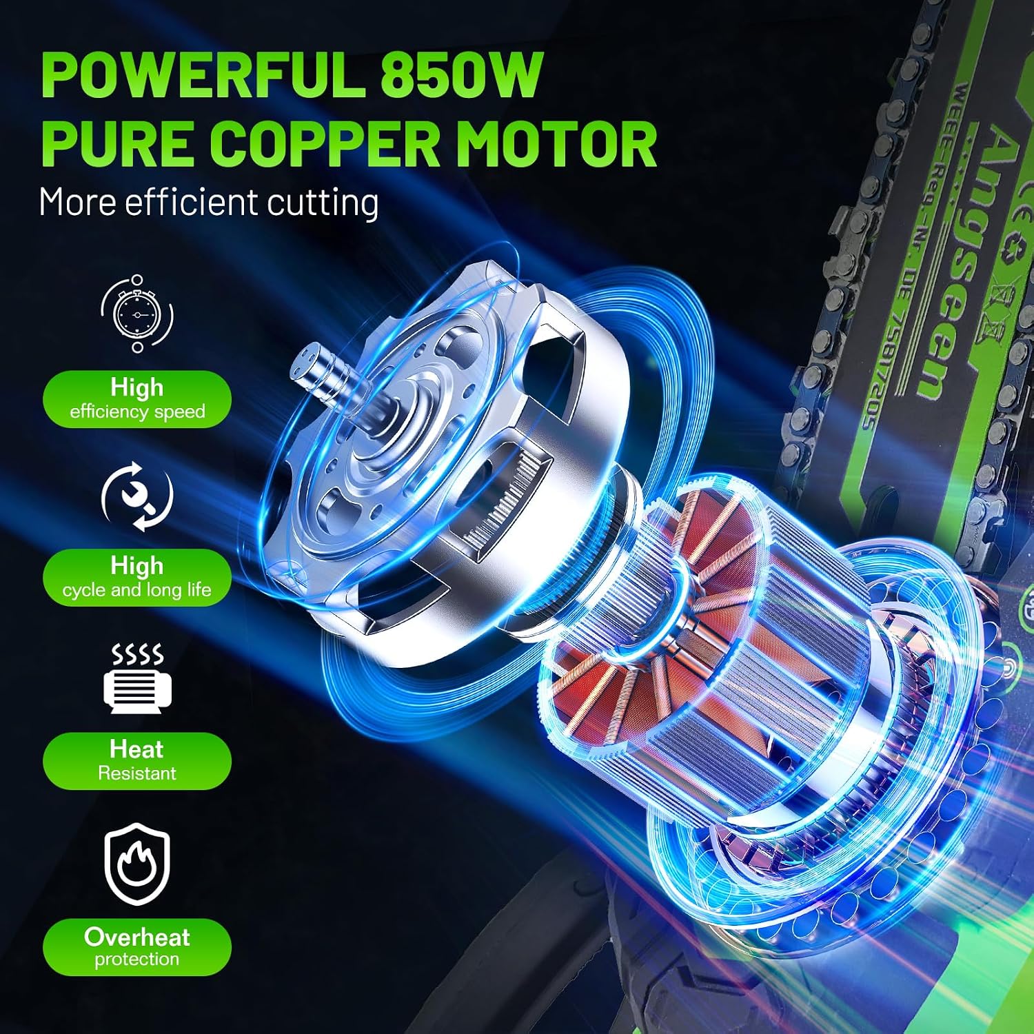 Thumbnail 2 de Mini Chainsaw 6 Inch 850W Cordless