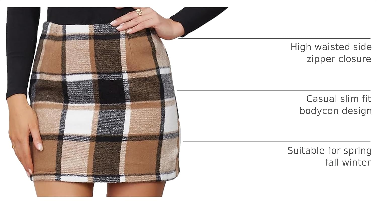Detalle 2 de IDEALSANXUN Plaid Mini Skirt in Woolen Fabric