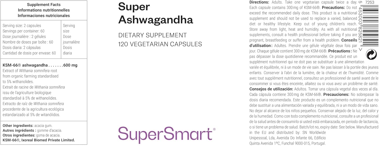 Thumbnail 1 de Super Ashwagandha KSM-66® Supersmart : adaptogène vegan pour relaxation et anti-stress