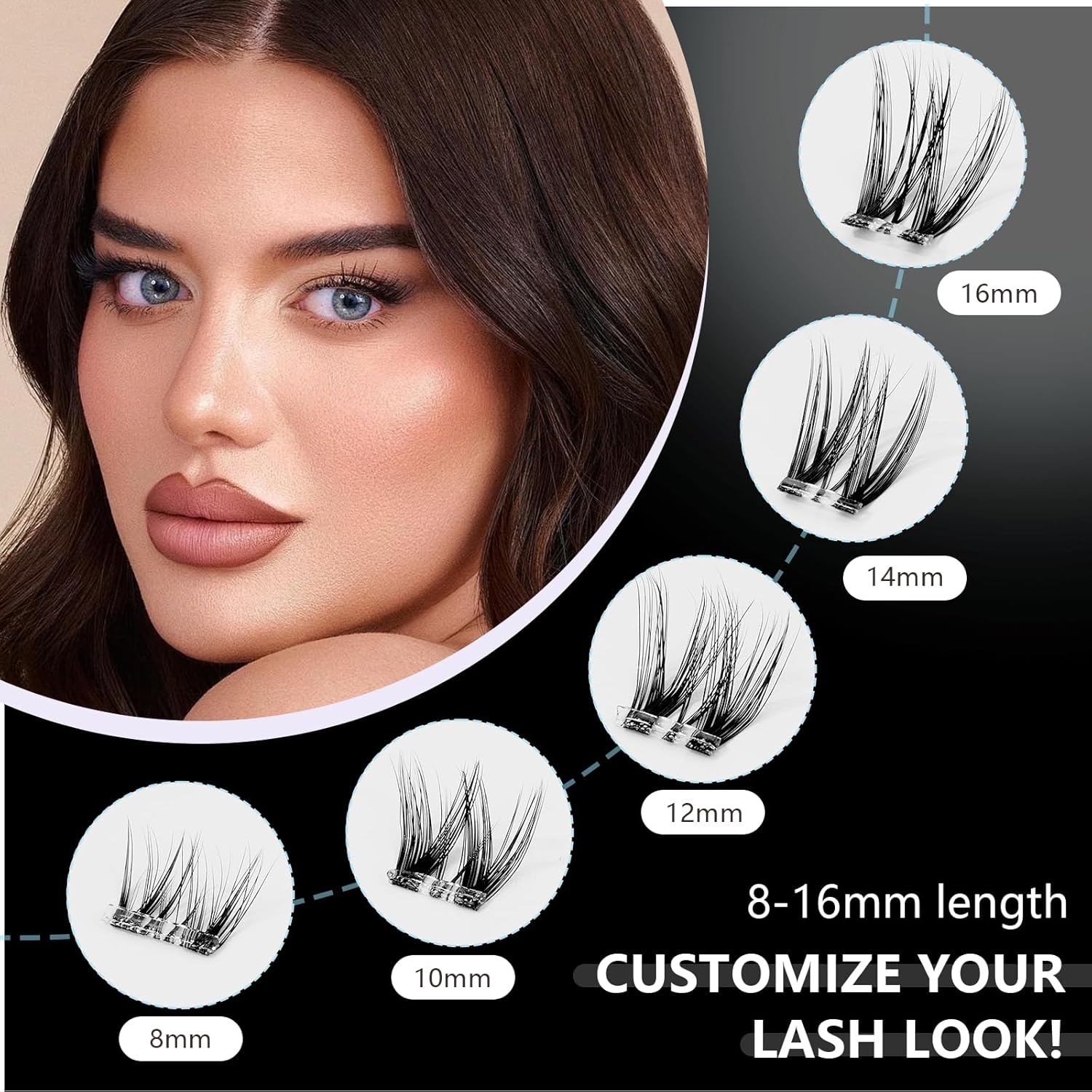 Detalle de Glue-Free Wispy Lash Clusters Kit (90 Pcs) by Cofier — DIY Lash Extensions for Home Use